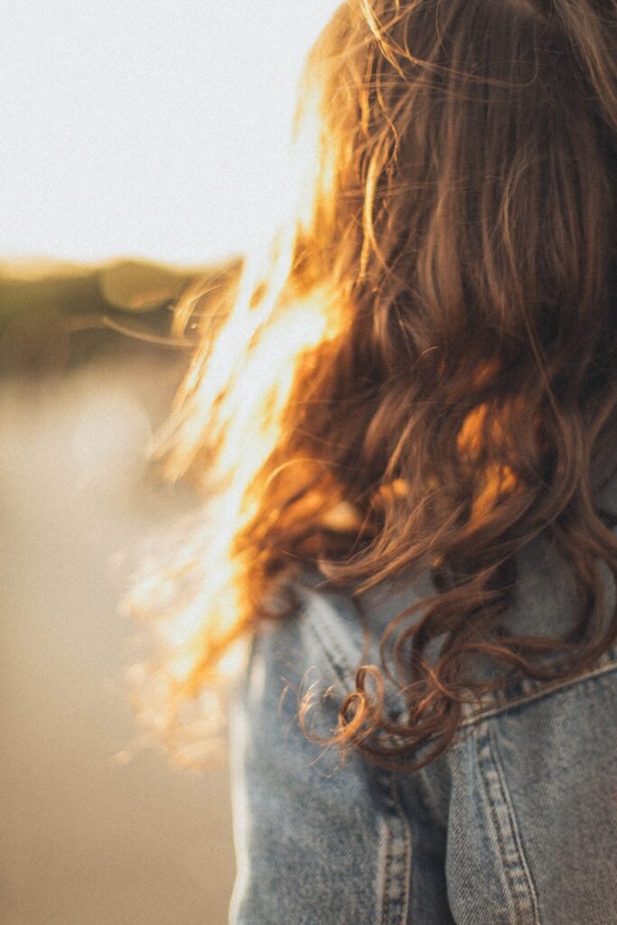 woman in blue denim jacket